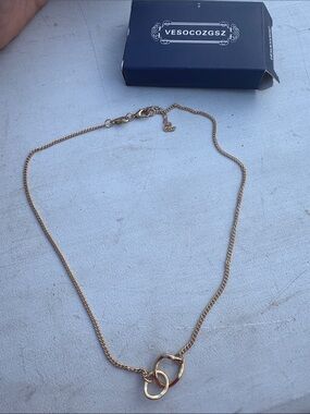 Interlocking Circle Necklace in Rose Gold by